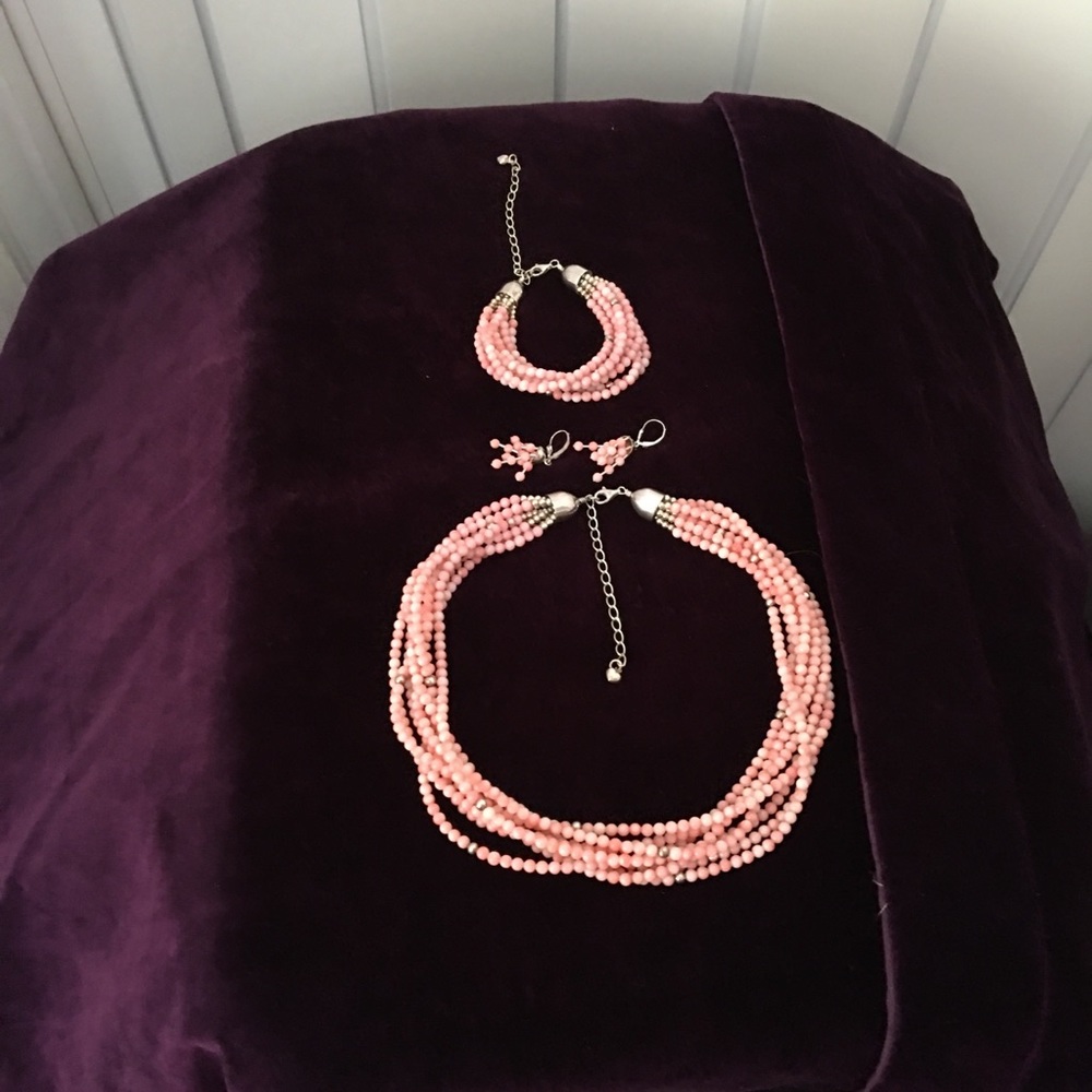 Jay King Pink Coral Jewelry Set in Sterling Silver